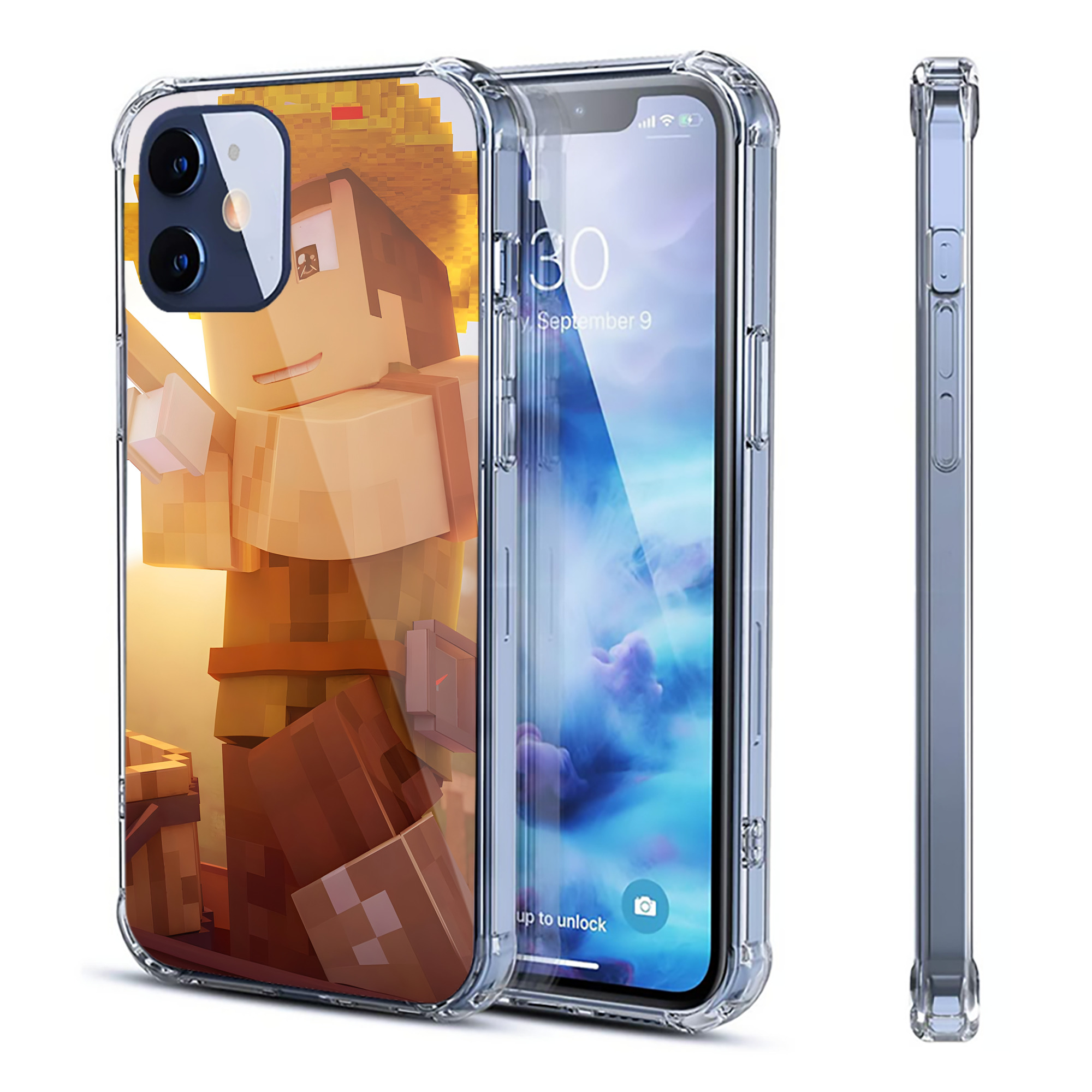 （画像用） マインクラフト ブロックの世界 Minecraft MC Block world 【iPhone 12シリーズ対応】透明スマホケース（クリアソフトケース）